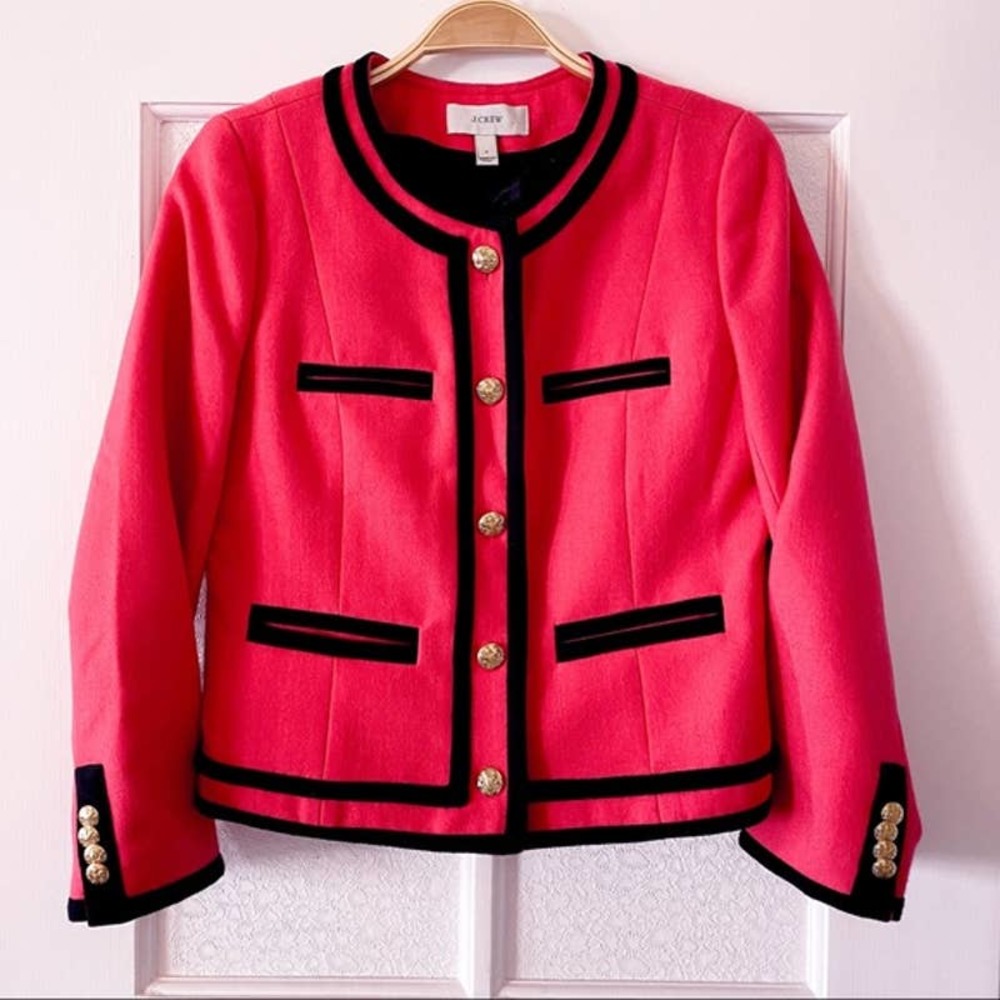 J. Crew Lady Double Serge Wool Blazer Jacket Berry Hot Pink 2